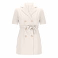 thumbnail image 6 of Sexlip Womens Dress Puff Sleeve Button Detail Belted Waist Soft Fabric Relaxed Silhouette for Casual Outings Beige XXL, 6 of 8