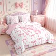 thumbnail image 2 of Manfei Personalized Letter N 7pcs Queen Bedding,Cute Pink Bowknot Bedding Comforter Set Queen,Pink Reversible, 2 of 7
