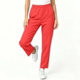thumbnail image 6 of LEAVINGSUO Women’s Elastic Waist Scrub Pants Solid Color Loose Work Uniform Loose Tight Waist Pocket Nursing Uniform Pants Red L, 6 of 6