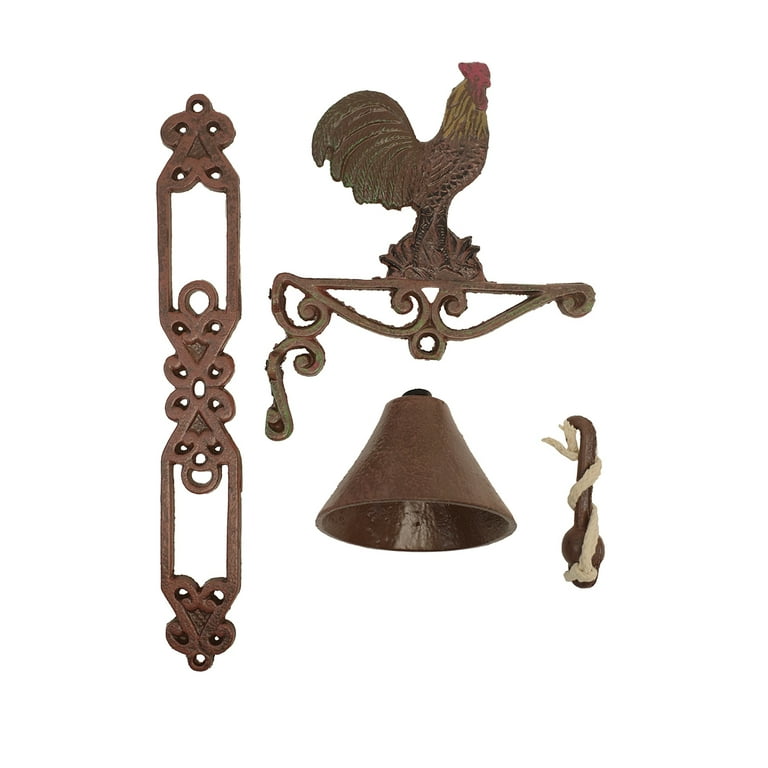 Metal Wall Mount Painted Rustic Rooster Welcome Bell Metal Wall Mount Painted Rustic Rooster Welcome Bell