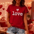 thumbnail image 4 of Tbopshirt Summer Tops for Women Graphic,Valentine's Day Heart Fun Print Crew Neck Short Sleeve Plus Size T-Shirts Red,M, 4 of 6