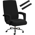 thumbnail image 1 of Qucyy Office Chair Cover Stretch Computer High Back Chair Cover with 2 Arm Covers Universal Chair Cover Thick Jacquqard Boss Chair Covers Polyester Washable Chair Protectors (Large, Black), 1 of 5