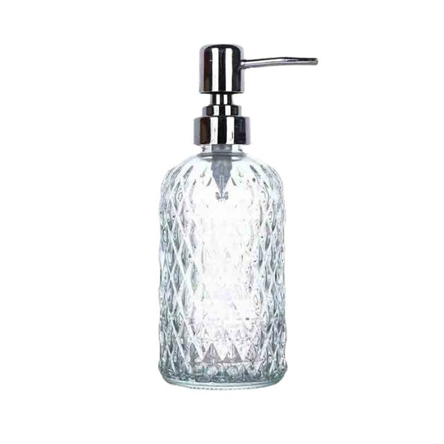Botella de loción de vidrio de 400 ml con dispensador de jabón for el hogar, el hotel y el baño, transparente, cilíndrica, azul, transparente, verde y naranja