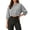 Gray, variant on Naotn Women Cropped Sweatshirts Fall Trendy Crew Neck 3/4 Raglan Sleeve Solid Loose Casual Workout Pullover Tops