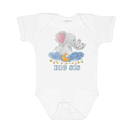 

Inktastic Big Sis Cute Elephants with Moon and Stars Gift Baby Girl Bodysuit