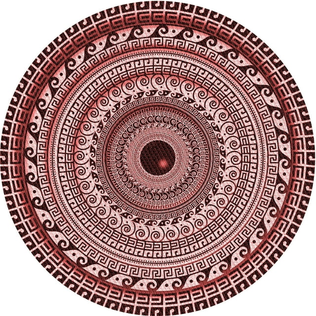 Ahgly Company Machine Washable Indoor Round Transitional Pink Daisy Pink Area Rugs, 5' Round
