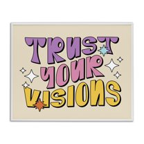 Stupell Industries Retro Trust Your Visions Text & Numbers Painting White Framed Art Print Wall Art, 30 x 24