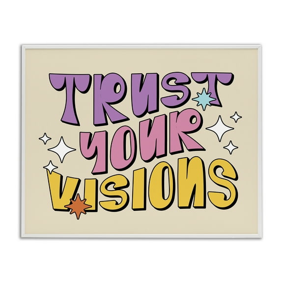 Stupell Industries Retro Trust Your Visions Text & Numbers Painting White Framed Art Print Wall Art, 30 x 24