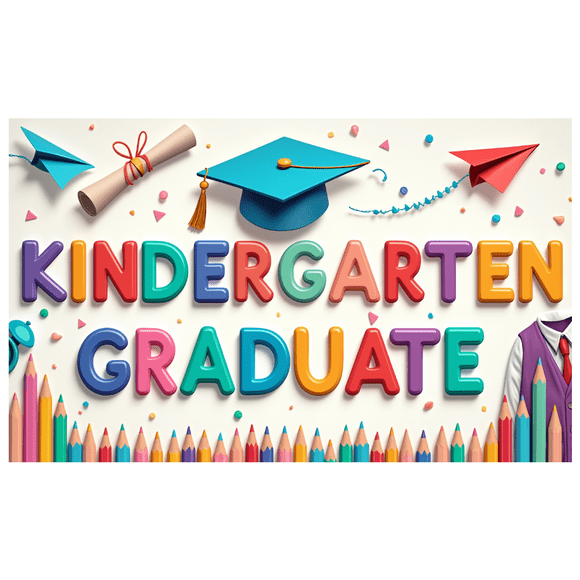 Colorful Design Kindergarten Graduation Cap Banner Preschool Graduation Decorations for Kindergarten Ceremony School Event Classroom Party