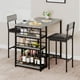thumbnail image 2 of Historyli Juego de mesa de comedor 1+2, mesa de cocina con 2 sillas de bar tapizadas en rojo, 3 estantes grandes, mesa de bar para espacios pequeños, apartamento, estudio, desayuno, gris, 2 of 8