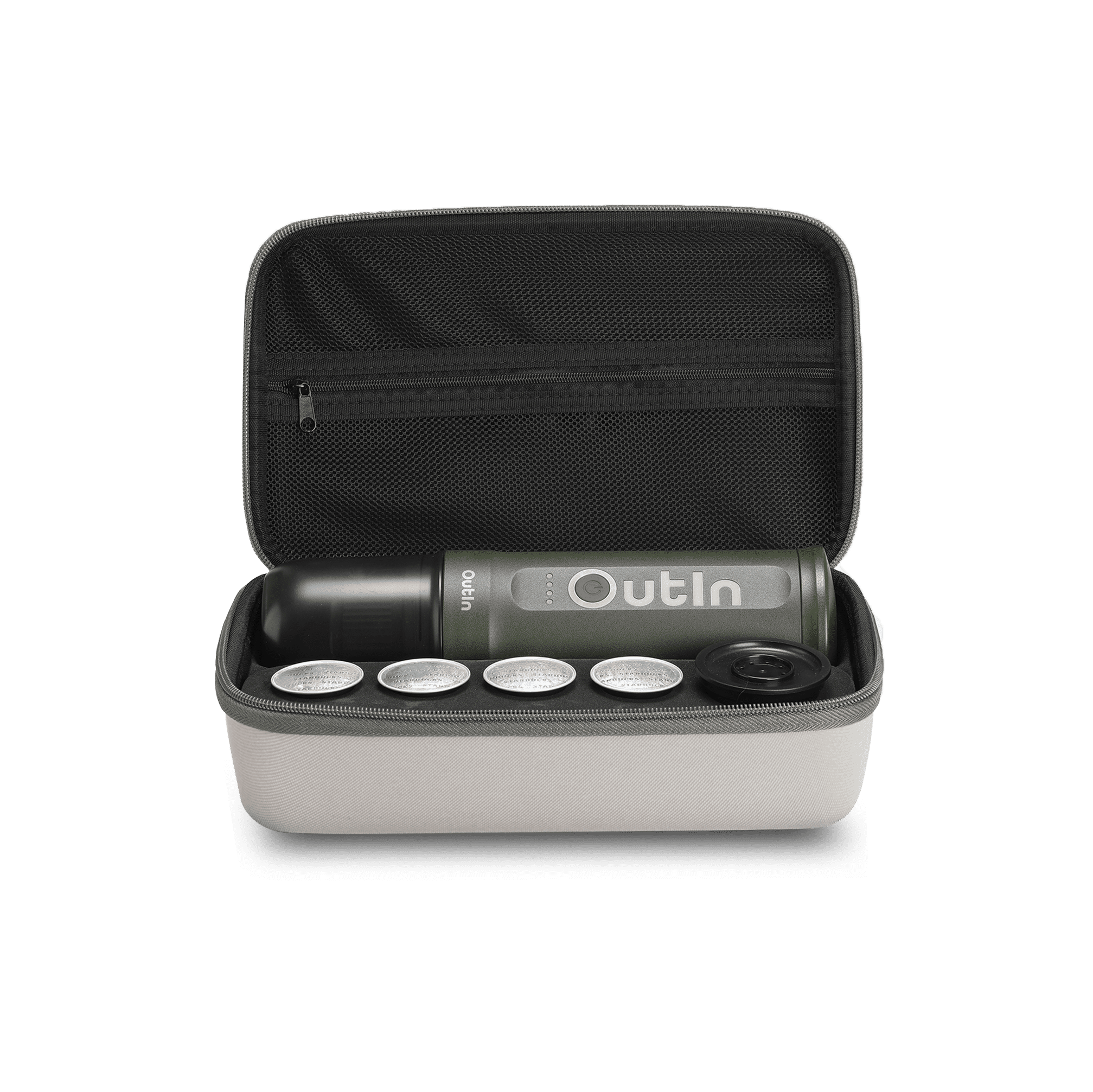 OutIn Nano Portable Electric Espresso Machine Travel Kit (Forest Green)