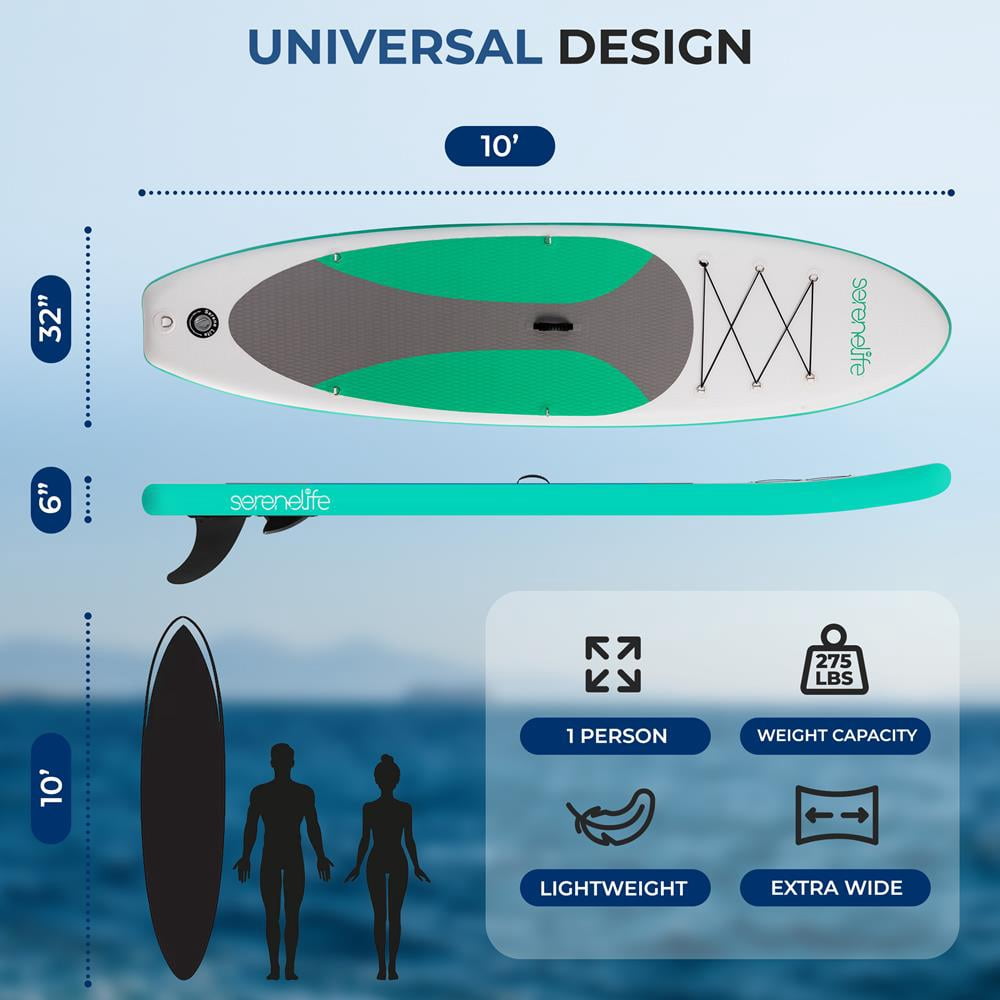 Free-Flow Welded Inflatable Stand-Up Paddle-Board with Double-Action Hand Pump, 3-Shaft Aluminum Paddle