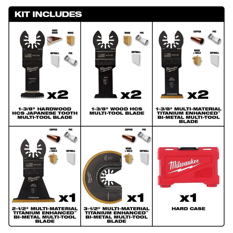 Milwaukee 49-10-9212 Oscillating Multi-Tool Blade Kit 8-Piece