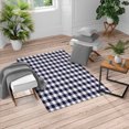thumbnail image 1 of Plaid Turkish Area Rug, Lumberjack Fashion Buffalo Checks Pattern Retro Style Grid Composition, Soft Carpet for Living Room Decor with Distressed Look, 2.6' x 5', Navy Blue and White, by Ambesonne, 1 of 4