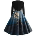 thumbnail image 4 of Halloween Print Flare Dress For Women Long Sleeve Dress Hollow Party Casual Dresses, 4 of 4
