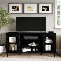 Castle Place Modern Farmhouse TV Stand Console for TVs up to 65", Black