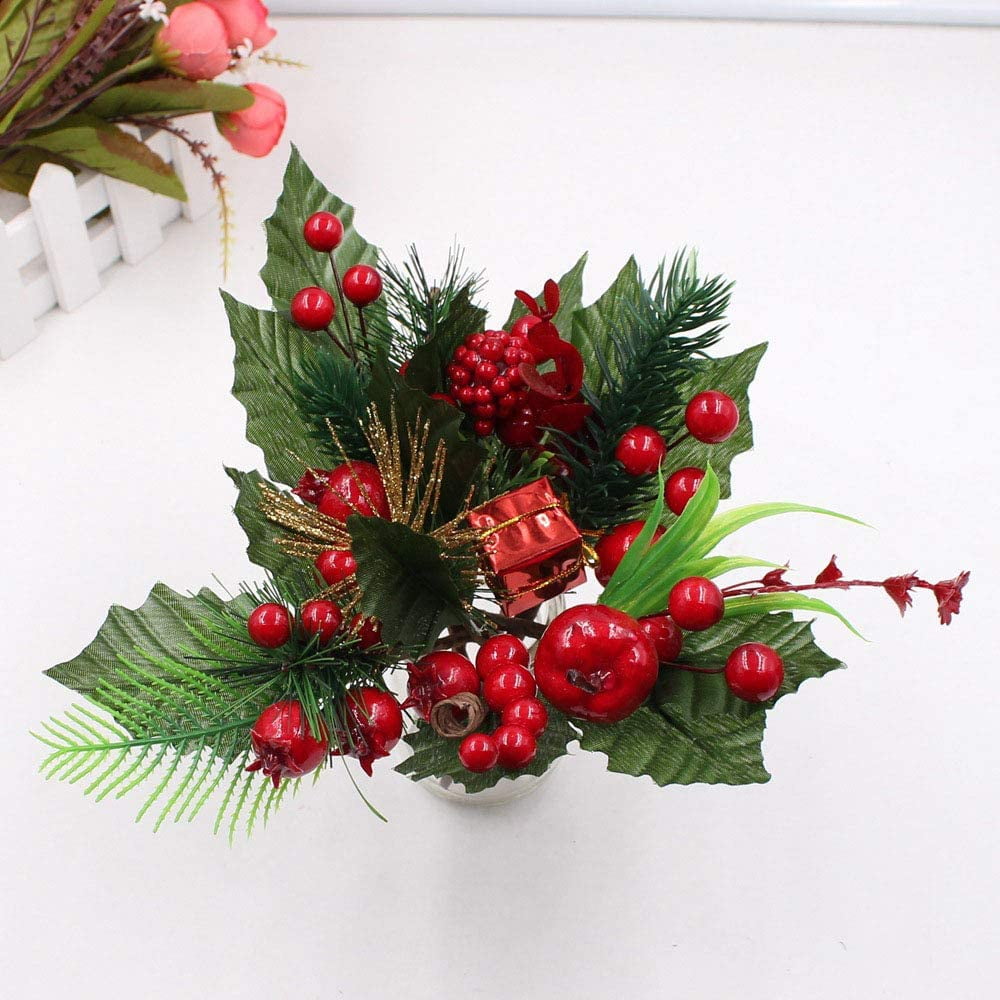 Green Flower Leaves & 50x Artificial Red Holly Berries Garden Wedding Home Decor for sale online 