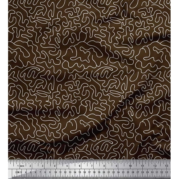 Soimoi Brown Cotton Duck Fabric Abstracts Abstract Decor Fabric Printed Yard 42 Inch Wide