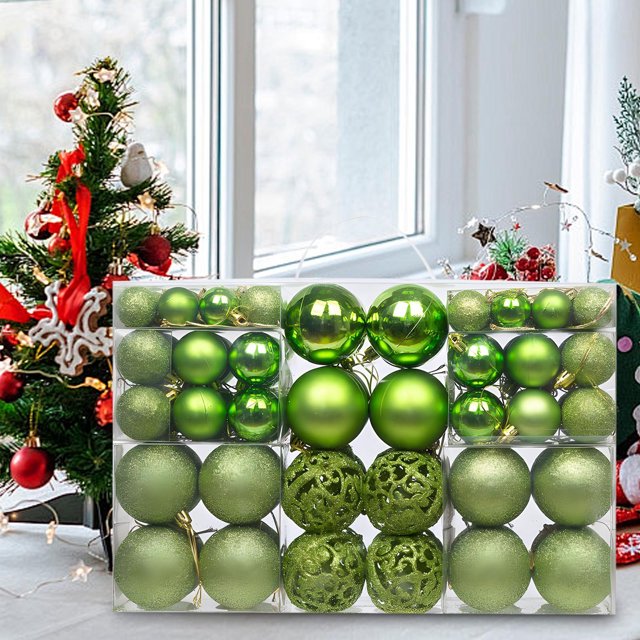 Xihbxyly Adornos Navideños, Bolas de Plástico Irrompibles, Adornos Multicolores, Adornos Ligeros para Árboles, para Fiestas, Diseño de Espacios Exclusivos, Juego de 100 Piezas