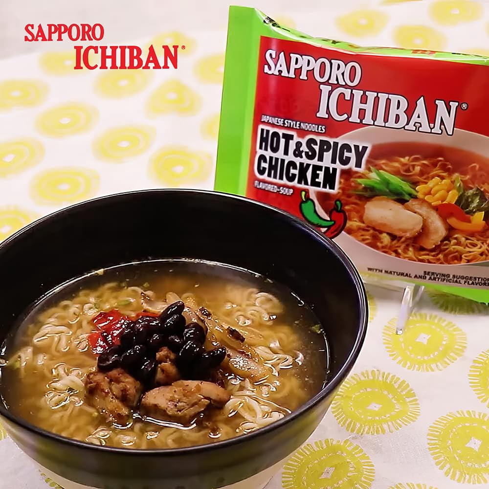Sapporo Ichiban Ramen Noodles Hot and Spicy Chicken Flavor Japanese Instant Noodles 24 Pack X 3.5 Oz