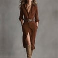 thumbnail image 2 of PBFRDSJ Women's Suede Long Shirt Dresses Lapel Long Sleeve Solid Color Casual Loose Midi Fall Spring Dresses with Belt, 2 of 5