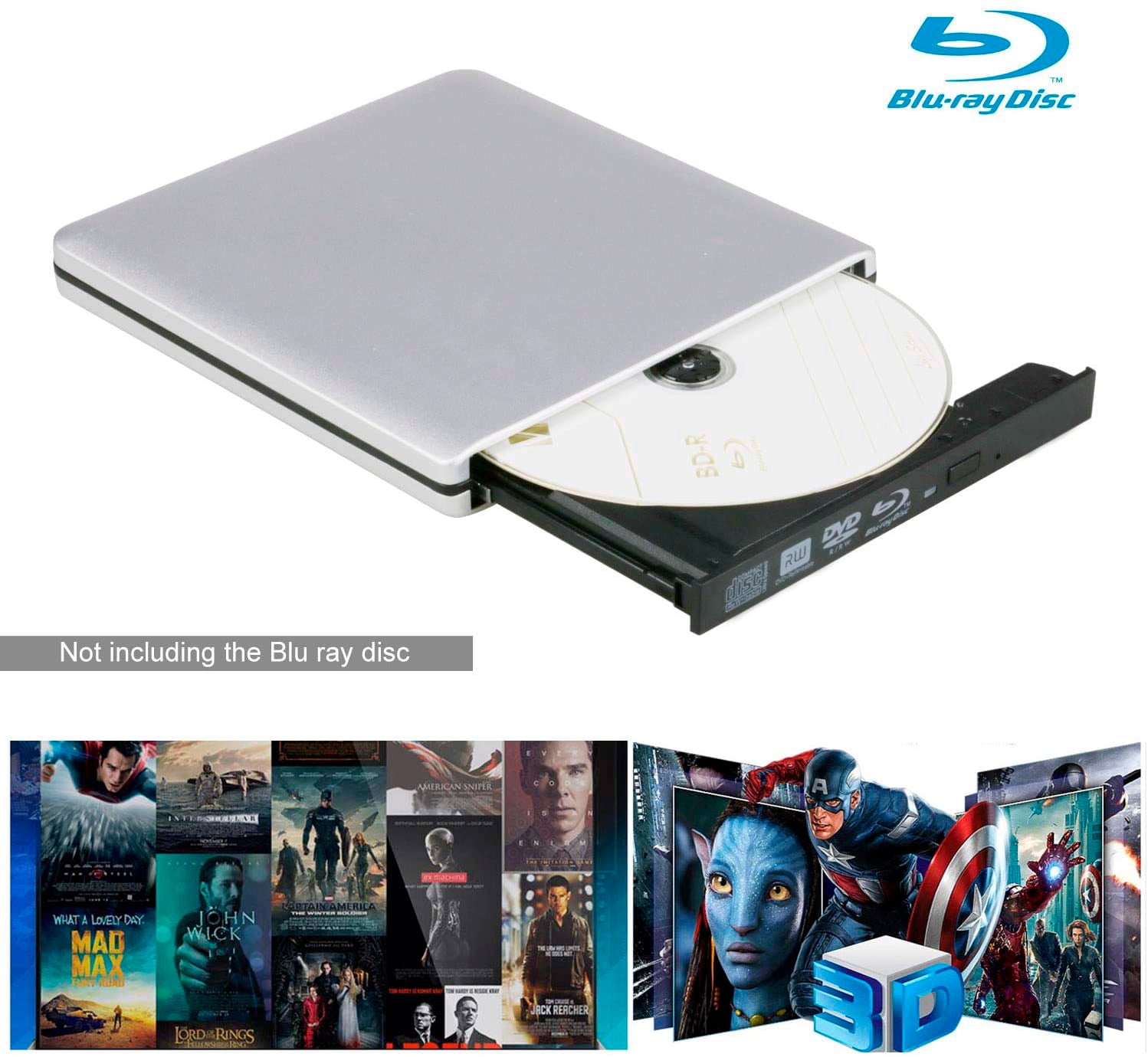 3D Bluray Lecteur BD-RE Brûleur USB 3.0 DVD-RW Externe CD/DVD/BD