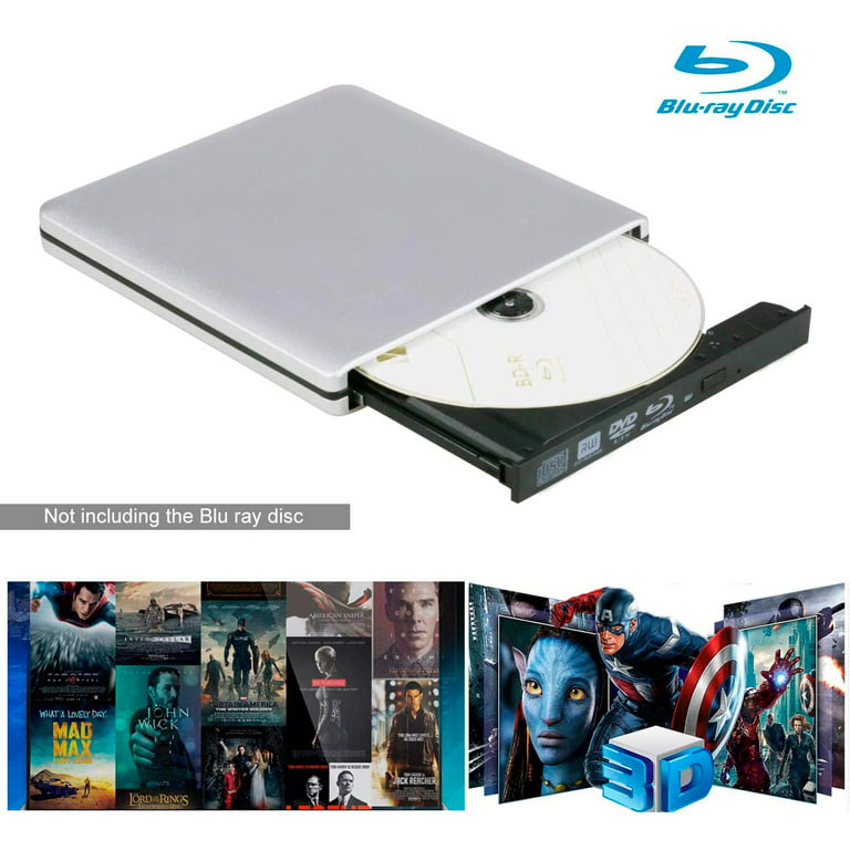 External Blu-ray DVD Drive, USB 3.0 and Type-C Blu-ray CD DVD Burner 3D  Slim Optical Blu-ray Disc DVD Drive, DVD/BD Player Read/Write Portable Blu  Ray Drive Compatible with/Win7/Win8/Win10/ Mac OS 