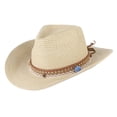 thumbnail image 1 of Sombrero de paja para el sol Colcomx Estilo vaquero occidental Ala grande Floppy Packable Beige, 1 of 8