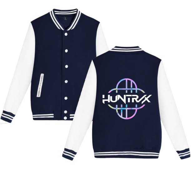 Moonsky K/P0p Dem 0n Hunters Fashion Women's Baseball Jacket Contrast Color Cardigan Jacket Spring and Autumn Teen Boys & Girls Baseball Uniforms Womens& Mens Baseball Jacket (Azul oscuro S)