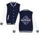 thumbnail image 1 of Moonsky K/P0p Dem 0n Hunters Fashion Women's Baseball Jacket Contrast Color Cardigan Jacket Spring and Autumn Teen Boys & Girls Baseball Uniforms Womens& Mens Baseball Jacket (Azul oscuro S), 1 of 3