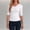 White, variant on Women's Half Sleeve V Neck T Shirts, Mid Elbow Length Sleeve Shirt Slim Fit Tunic Top Casual Summer Tee