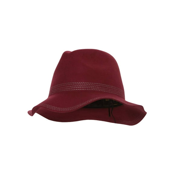 Top Headwear Men's Stitched Brim Safari Wool Hat, BURGUNDY
