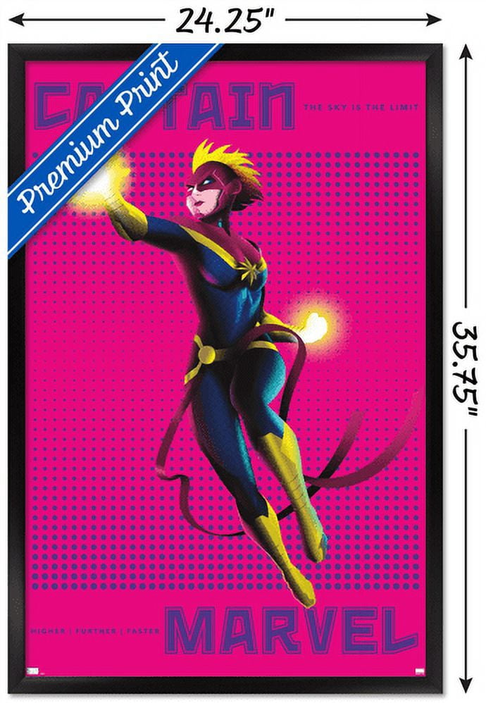 Marvel Shape of a Hero - Captain Marvel Wall Poster, 22.375" x 34", Framed