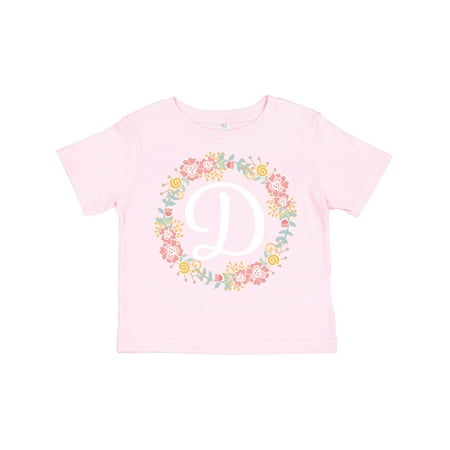 

Inktastic D Monogram Alphabet Letter Rose Floral Wreath Gift Toddler Toddler Girl T-Shirt