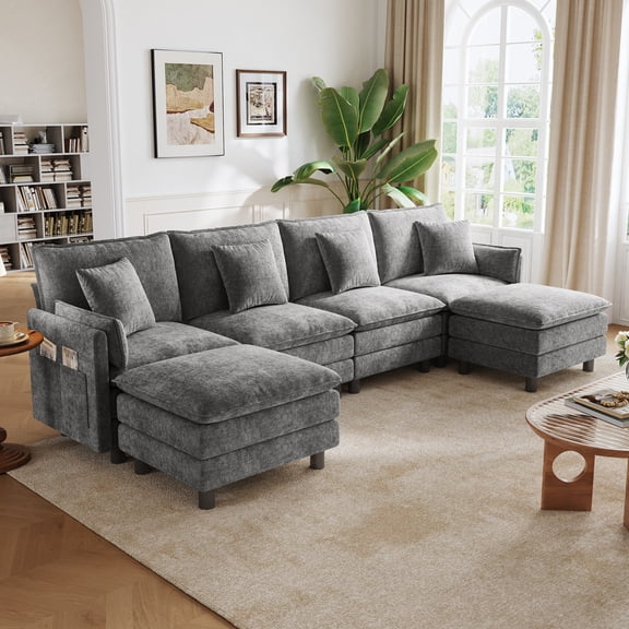 LINSY HOME Sectional Sofa for Living Room, Modular Sectional Sofa with Ottoman for Big House