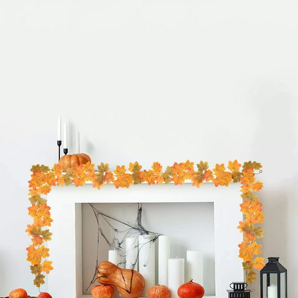 Decoraciones de Halloween, adornos de Halloween, regalos de Halloween, 3 piezas de enredaderas de hojas de arce falsas para Halloween, decoración de otoño, planta verde artificial, hoja de arce de plá