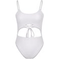 thumbnail image 4 of HSHDLDF Womens Scoop Neck Cut Out Front Lace Up Back High Cut Monokini One Piece Swimsuit, 4 of 7