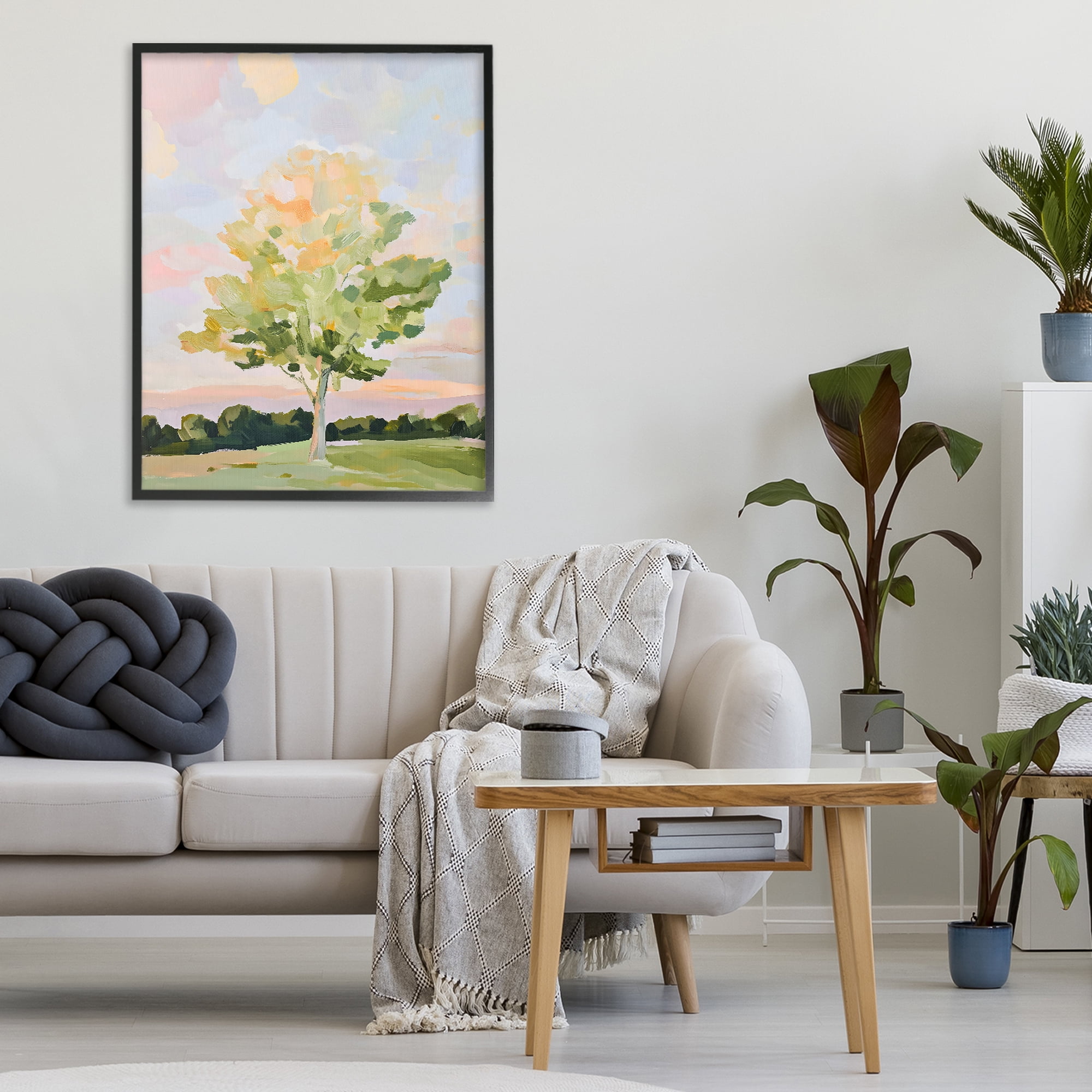 Stupell Industries Sunlit Tree Landscape Impression Black Framed Giclee Art, design by The Prints Vibe
