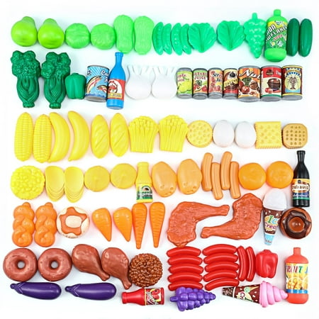 Pretend Food, Magicfly 120 Pcs Kids Pretend Play Food Kitchen Play Set for Toddlers Inspires