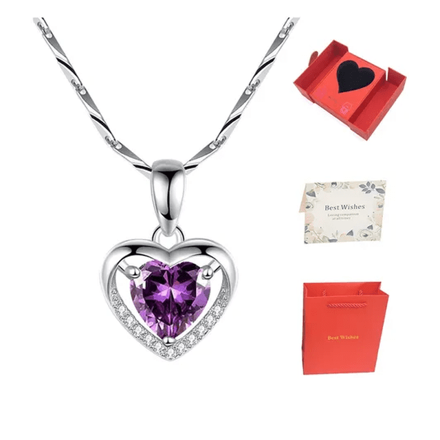 Collar Xtellar Dije Corazón Plata 925 Cristal