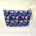thumbnail image 2 of Portable Floral Print Makeup Cosmetic Bag for Travel - Blue Flower Patterned Case for Women and Girls to Store Makeup Essentials, 2 of 2
