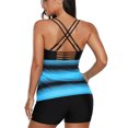 thumbnail image 4 of Bsubseach Women Strappy Print Bathing Suit 2 Piece Swimsuits Tankini Top with Boyshorts Blue, 4 of 4