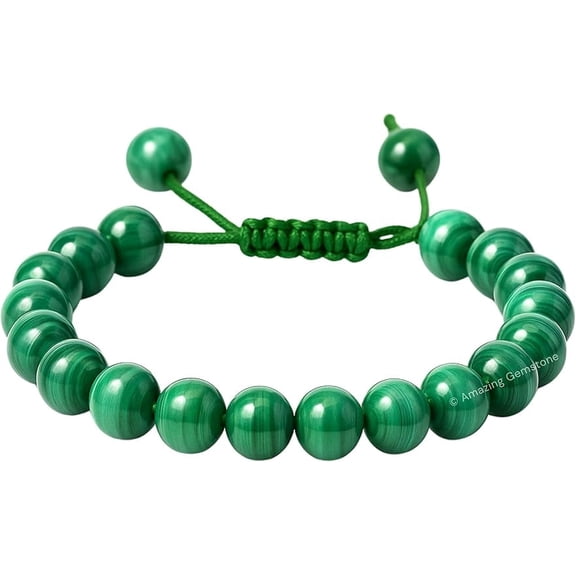 Malachite Crystal Bracelet - 8mm Beaded Bracelet and Healing Stones