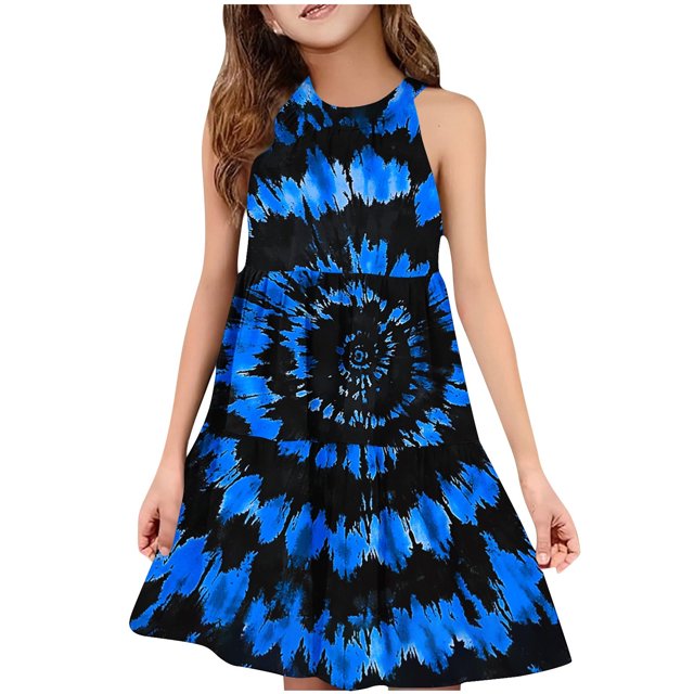 Robes d'Été Décontractées Robe d'Été Décontractée Filles Col Rond Sans Manches Robe Patchwork Robe Ludique Confortable Robe d'Été Décontractée Robes d'Été Mignonnes Robes d'Été Filles Robes d'Été
