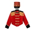 thumbnail image 3 of iiniim Kids Girls Long Sleeve Fringe Jacket Coat with Hat Band Team Uniform Party Performance Red 8, 3 of 7