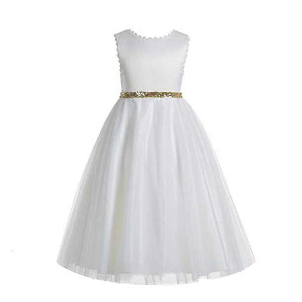 Ekidsbridal Ekidsbridal Ivory VBack Lace Edge Formal Flower Girl