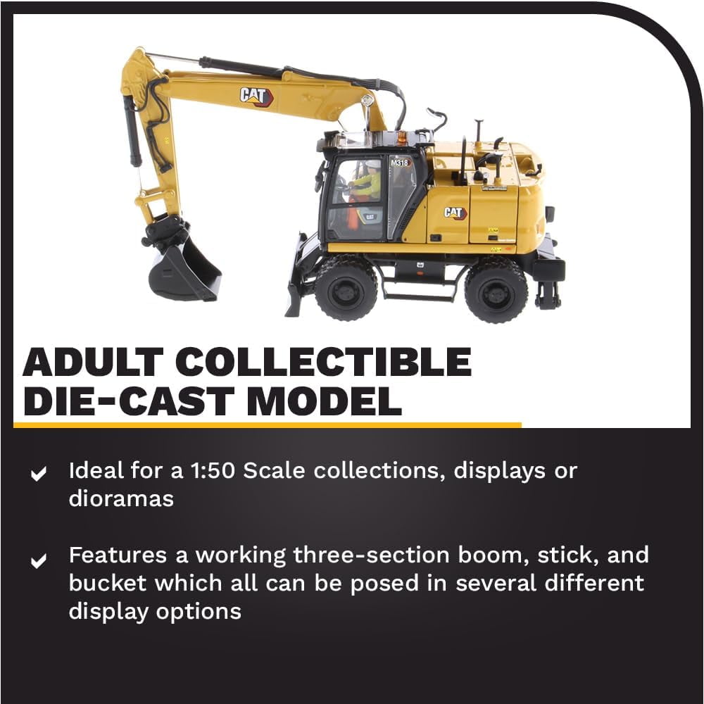 CAT M318 WHEELED EXCAVATOR カスタム品 1/50 1:50 Cat M318 Wheeled Excavator — Diecast Masters America