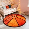 thumbnail image 6 of Basketball Shaped Round Area Rug,31.5in Soft Fluffy Sports Theme Floor Mat,Non Slip Circular Carpet for Bedroom Living Room Entryway Home Indoor Sports Style Decor, 6 of 6