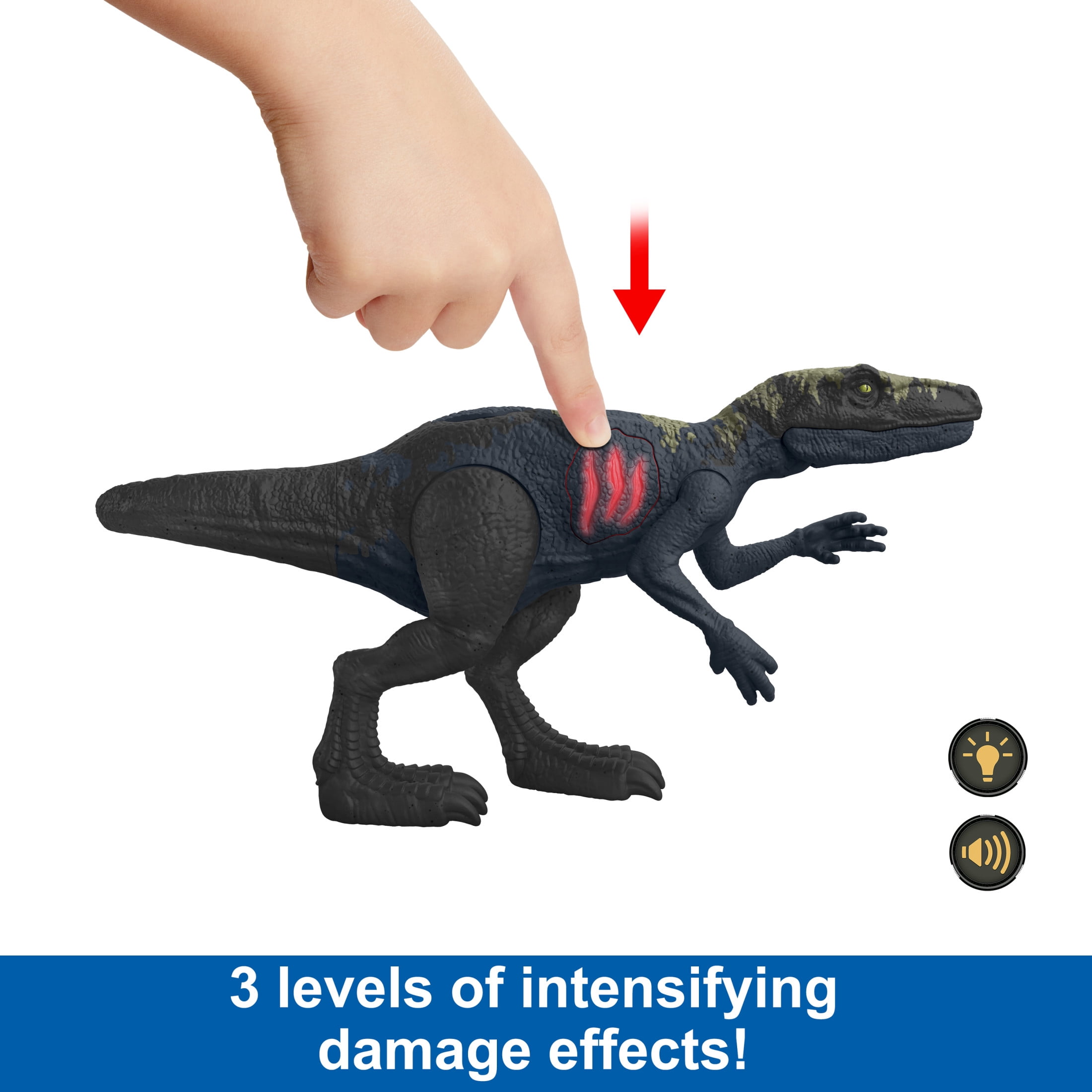 Jurassic World Epic Attack Herrerasaurus Dinosaur Toy Figure with Damage, Lights & Sounds