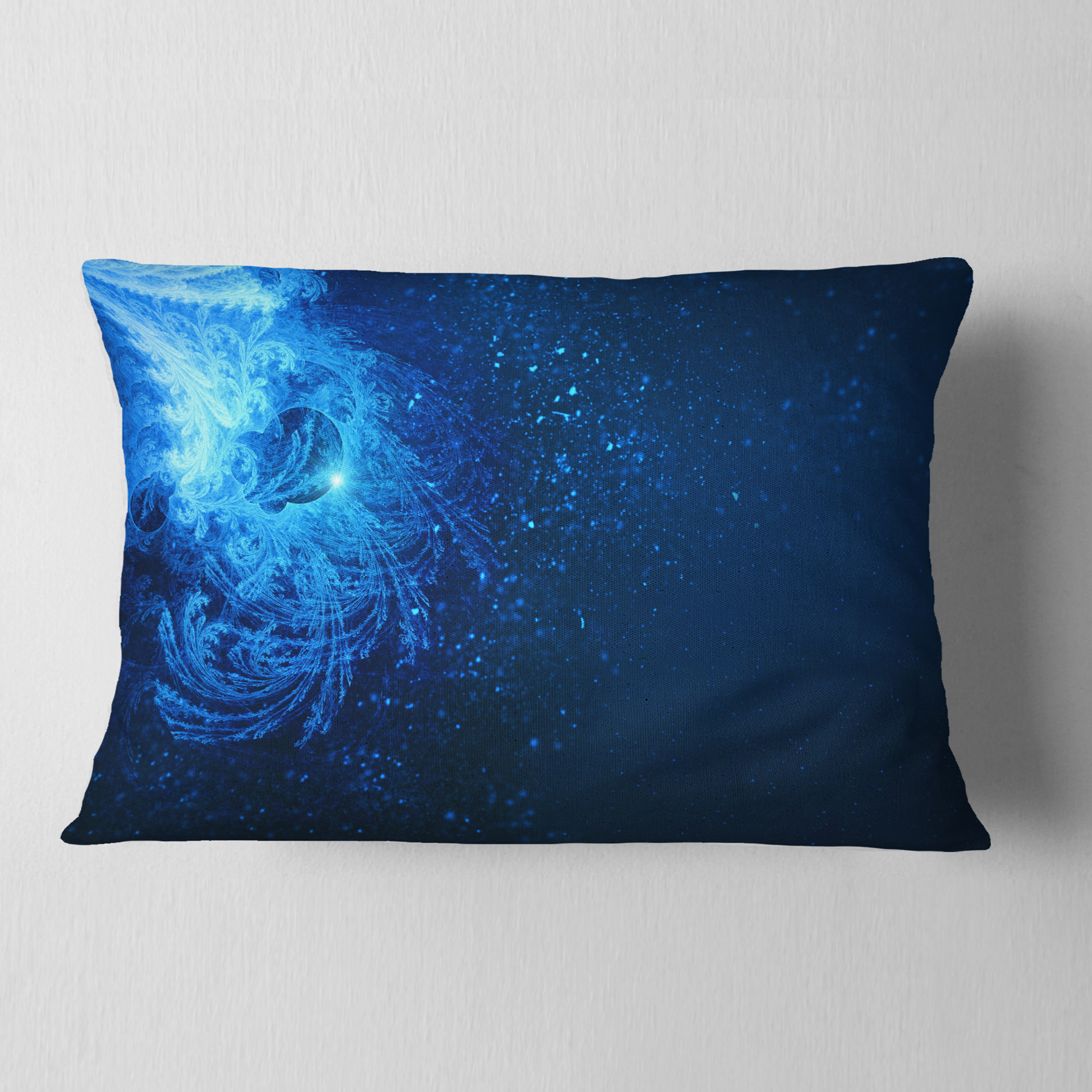 Designart Blue Falling Snow - Abstract Throw Pillow - 12x20